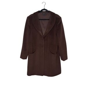Quince Wool Cashmere Coat Women Large Brown Excellent Shawl Collar Car Coat
